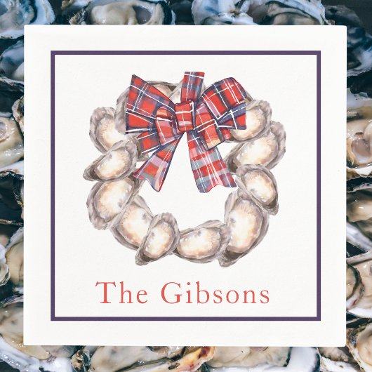 Oyster Kranz Karierte Schleife Personalisiert Serviette