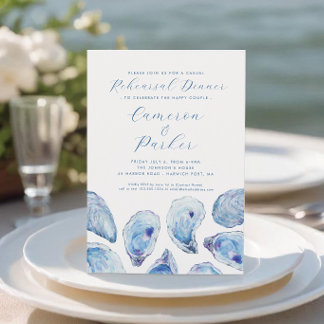 Oyster Lässig Wedding Probe Blue Watercolor Einladung