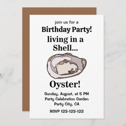 Oyster Muschel Funny Summer Birthday Party Einladung (Vorne/Hinten)