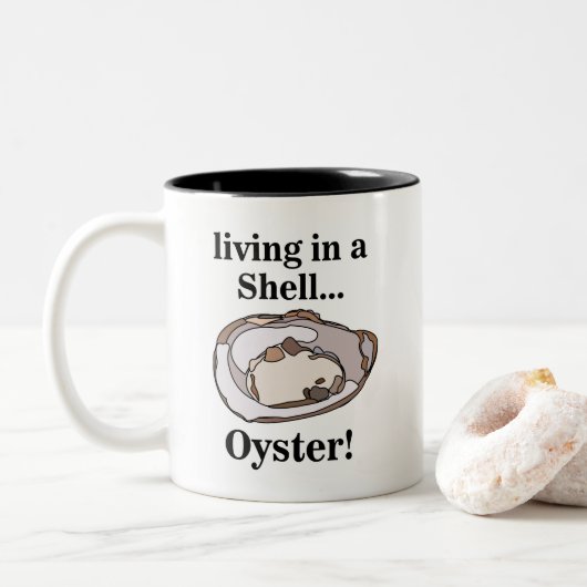 Oyster Muschel Funny Zweifarbige Tasse (Mit Donut)