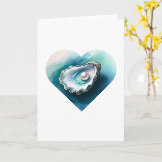 Oyster-Muschel Iridescent Pearl Blank Karte (Gelbe Blume)