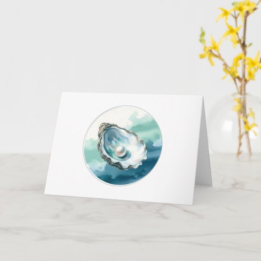 Oyster-Muschel und Pearl Blank Karte (Gelbe Blume)