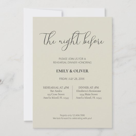 Oyster Muscheln Hochzeit Probe Einladung (Vorderseite)