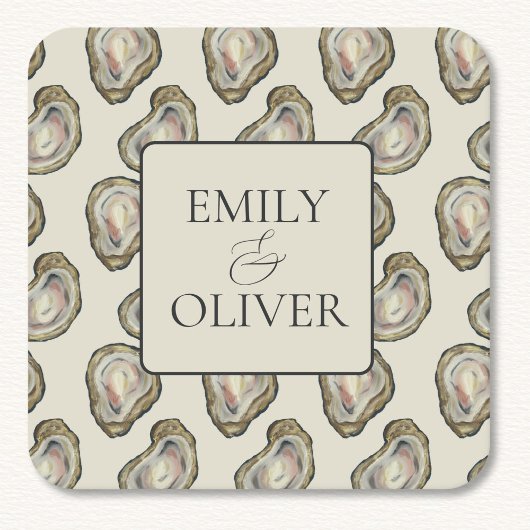Oyster-Muscheln Hochzeit Rechteckiger Pappuntersetzer