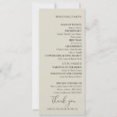 Oyster-Muscheln-Hochzeitsprogramm (Rückseite)