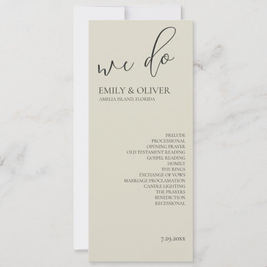 Oyster-Muscheln-Hochzeitsprogramm (Vorderseite)