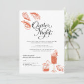 Oyster Night | Elegant Coastal Dinner Party Einladung (Stehend Vorderseite)