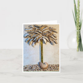 Oyster Palm wächst aus einer Nautilus-Muschel-Kart Feiertagskarte