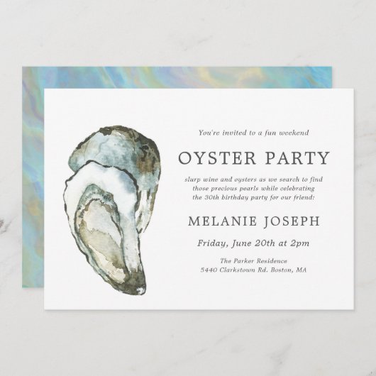 Oyster Pearl Geburtstagsparty| Doppelauster Einladung (Vorne/Hinten)