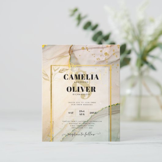 Oyster Pearl Gold WEDING Alkoholtink Abstrakt (Stehend Vorderseite)