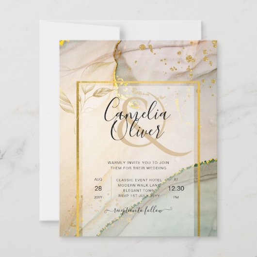 Oyster Pearl Gold WEDING Alkoholtink Abstrakt (Vorderseite)