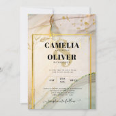 Oyster Pearl Gold WEDING Alkoholtink Abstrakt Einladung (Vorderseite)