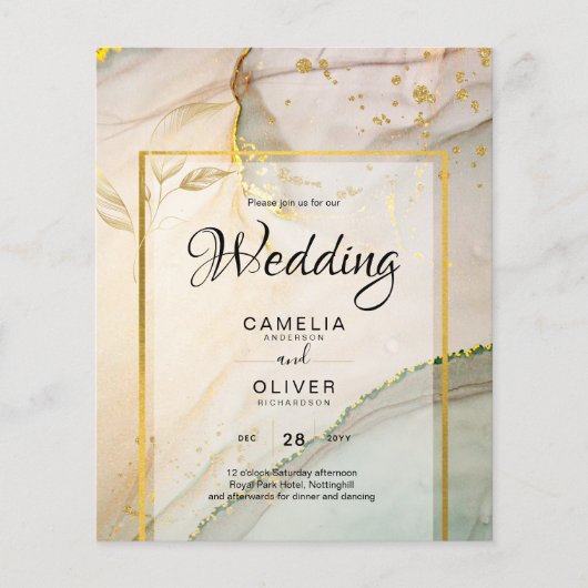 Oyster Pearl Gold WEDING Alkoholtink Abstrakt Flyer (Vorne)