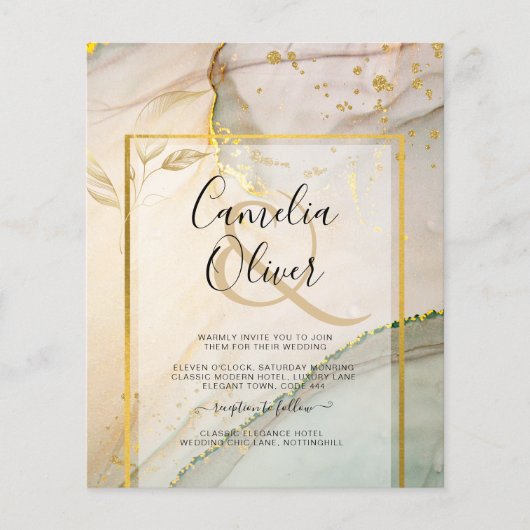 Oyster Pearl Gold WEDING Alkoholtink Abstrakt Flyer (Vorne)