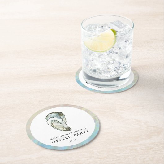 Oyster Pearl Party| Doppelauster Runder Pappuntersetzer (Vor Ort)