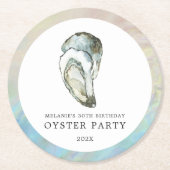 Oyster Pearl Party| Doppelauster Runder Pappuntersetzer (Vorderseite)