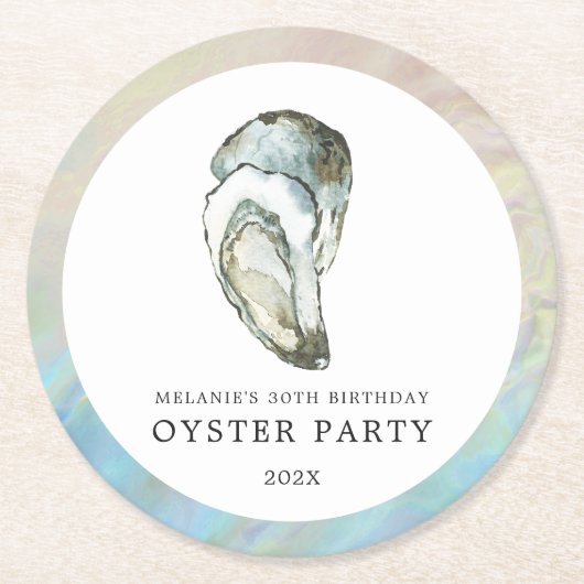 Oyster Pearl Party| Doppelauster Runder Pappuntersetzer (Vorderseite)