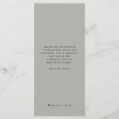 Oyster Pearl Party| Graues Thema Menükarte (Rückseite)