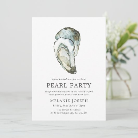 Oyster Pearl Party| Opalstil Einladung (Stehend Vorderseite)