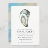Oyster Pearl Party| Opalstil Einladung (Vorne/Hinten)