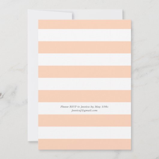 Oyster Pearl Party| Pfirsichstreifen Einladung (Rückseite)