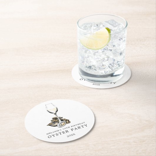 Oyster Pearl Party Runder Pappuntersetzer (Vor Ort)