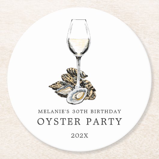 Oyster Pearl Party Runder Pappuntersetzer (Vorderseite)