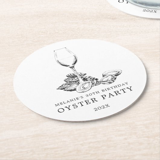 Oyster Pearl Party| Schwarz und Weiß Runder Pappuntersetzer (Angewinkelt)