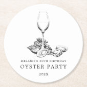 Oyster Pearl Party| Schwarz und Weiß Runder Pappuntersetzer (Vorderseite)