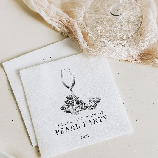 Oyster Pearl Party | Schwarz und Weiß Serviette