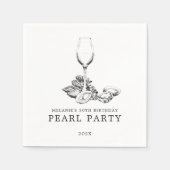 Oyster Pearl Party | Schwarz und Weiß Serviette (Vorderseite)