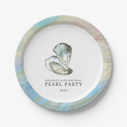 Oyster Pearl Party Zwei Auster| weiß Pappteller (Vorderseite)