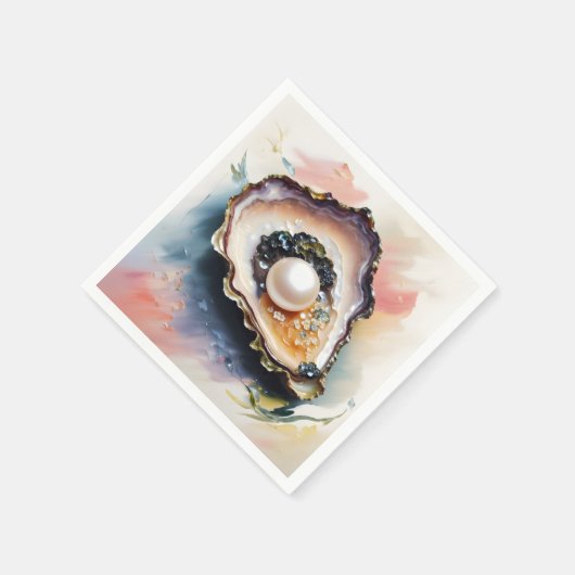 Oyster Pearl Shellfish Art Serviette (Ecke)