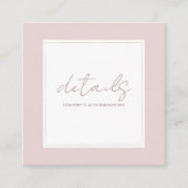 Oyster Pink & Gold Moderne Details zum Hochzeitsfe Quadratische Visitenkarte (Vorderseite)