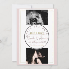 Oyster Pink & Gold Moderne Minimal Save the Date