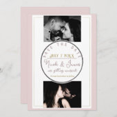 Oyster Pink & Gold Moderne Minimal Save the Date (Vorne/Hinten)