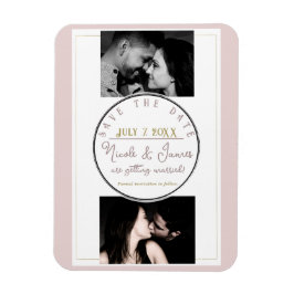 Oyster Pink & Gold Moderne Minimal Save the Date Magnet