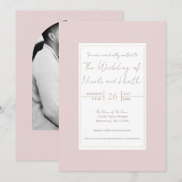 Oyster Pink & Gold Moderne Minimale Hochzeit Einladung