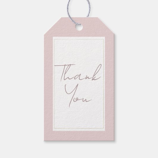 Oyster Pink & Gold Moderne Minimale Hochzeit Geschenkanhänger (Vorderseite)