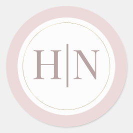 Oyster Pink & Gold Moderne Minimale Hochzeit Runder Aufkleber