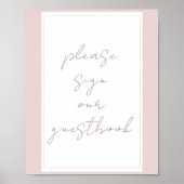 Oyster Pink & Gold Modernes Gästebuchzeichen Poster (Vorne)