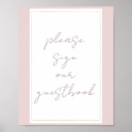 Oyster Pink & Gold Modernes Gästebuchzeichen Poster