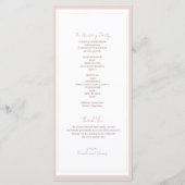 Oyster Pink & Gold Modernes Minimales Hochzeitspro Programm (Rückseite)