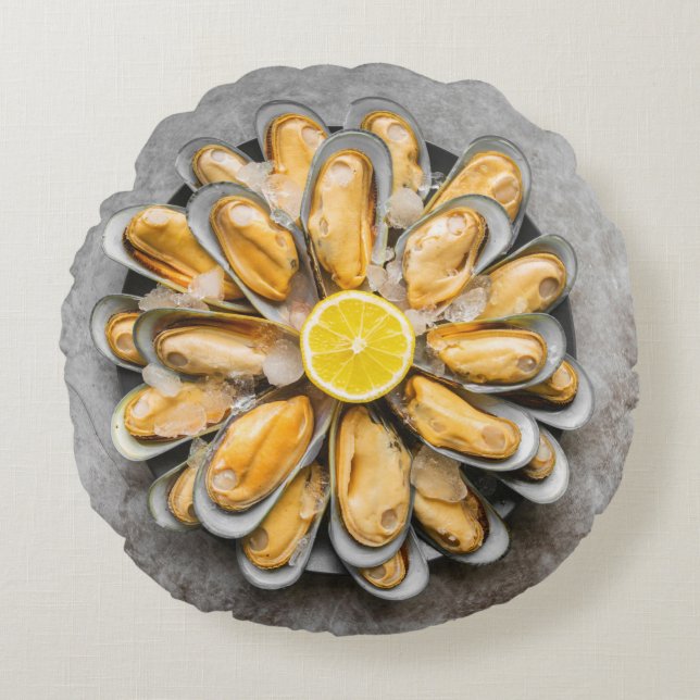 Oyster Platter Rundes Kissen (Vorderseite)