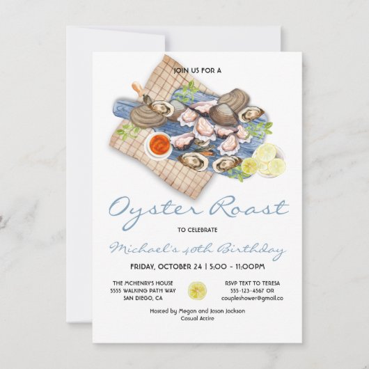 Oyster Roast Bake Party Einladung (Vorderseite)