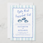 Oyster Roast Blue Stripes Moderne Engagement Party Einladung (Vorderseite)