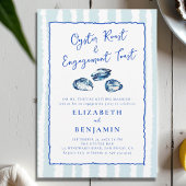 Oyster Roast Blue Stripes Moderne Engagement Party Einladung