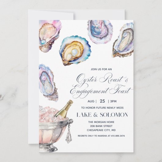 Oyster Roast & Champagne Verlobung Einladung (Vorderseite)