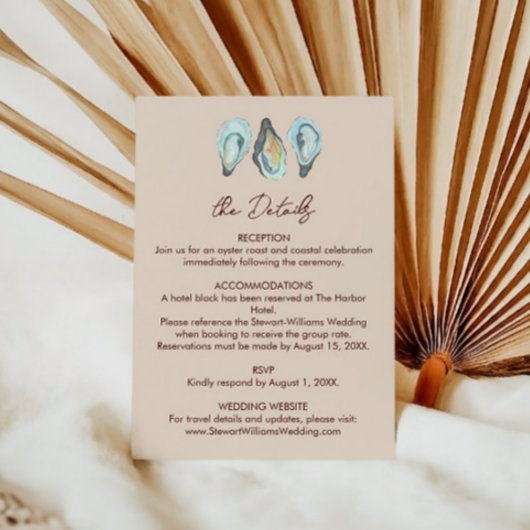 Oyster Roast Coastal Seaside Watercolor Wedding Begleitkarte