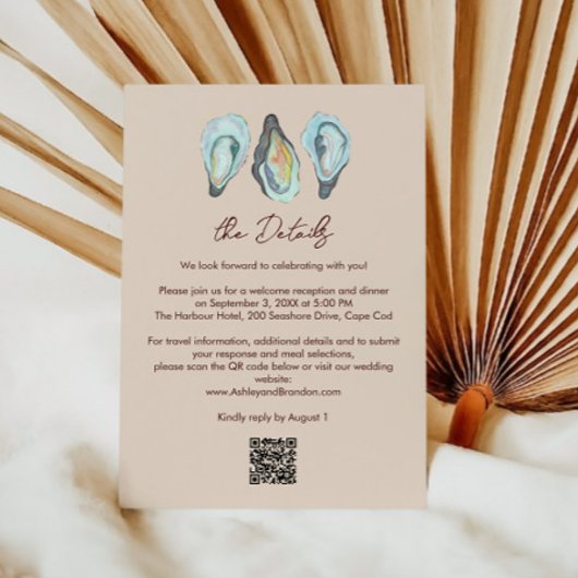 Oyster Roast Coastal Seaside Watercolor Wedding Begleitkarte